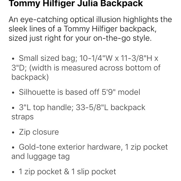 NWT Tommy Hilfiger Julia Backpack - Picture 3 of 3